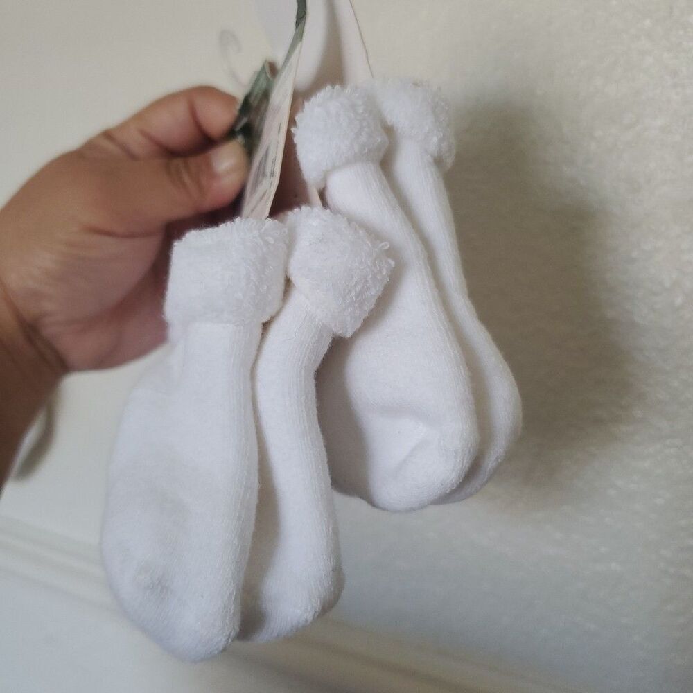 Gerber Baby White Socks Boys & Girls Plush 6 Pack Size 3-6 Months Organic Cotton - Picture 8 of 11
